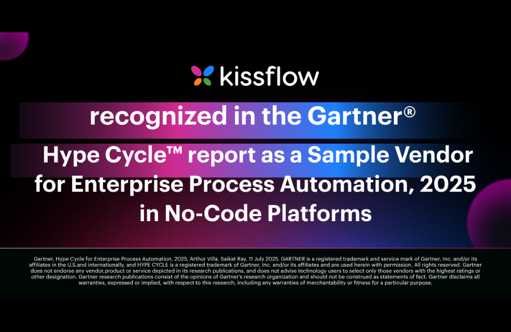 Kissflow recognised as sample vendor for No-Code Platforms